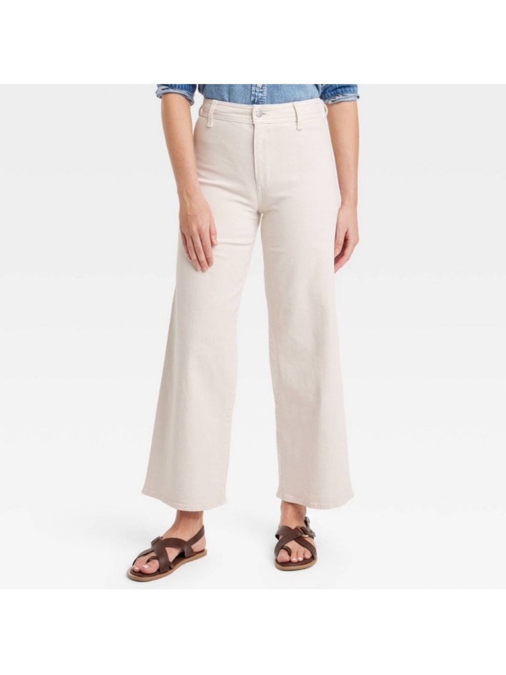 Universal Thread Sailor Wide Leg Ankle Jeans Women 16 Cream High Rise NWOT